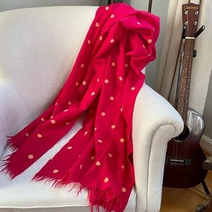 J. Crew pink and yellow polka dot scarf